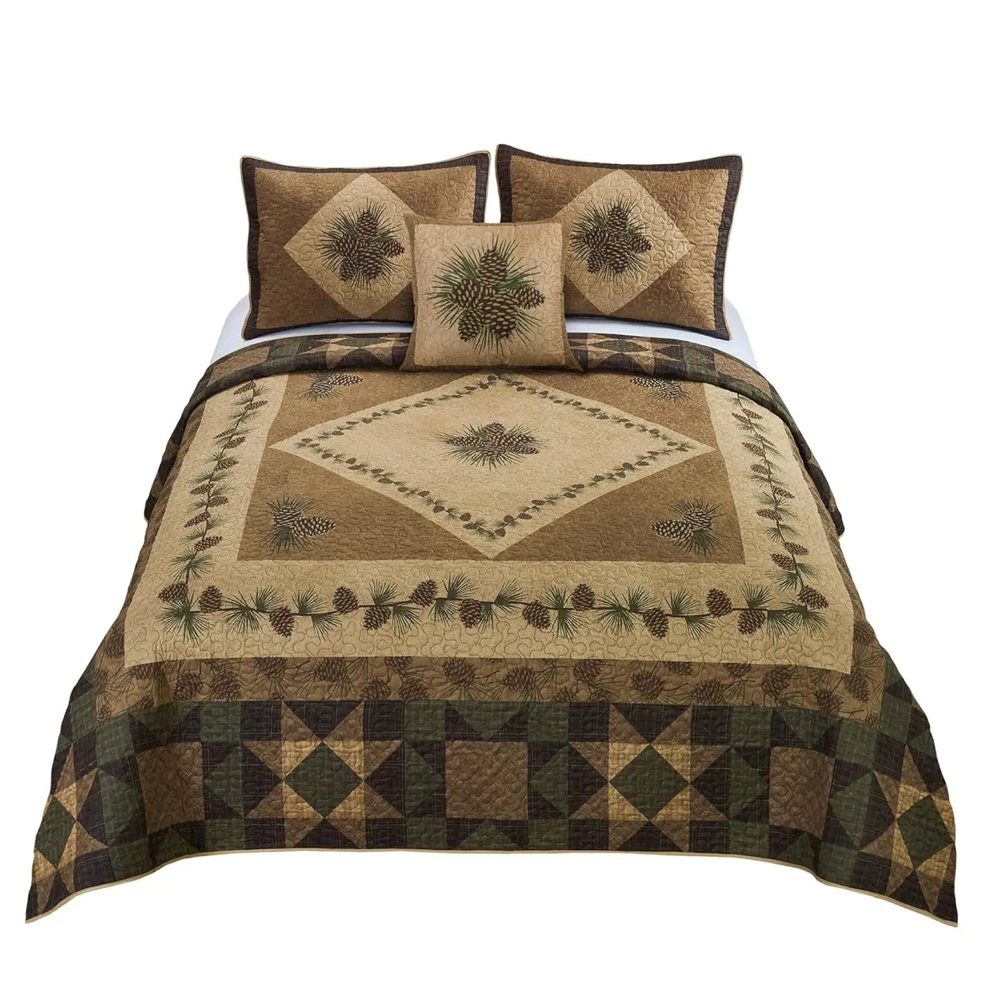 Polyester Bedding Set 4 Piece Lodge Quilt With Two Shams