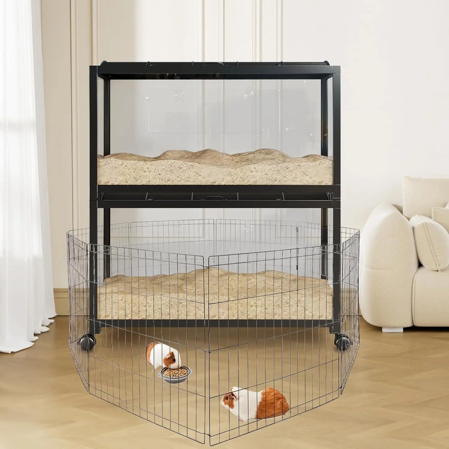 HiMISS Chew Proof Metal Hamster Cage Stackable With Acrylic Panels