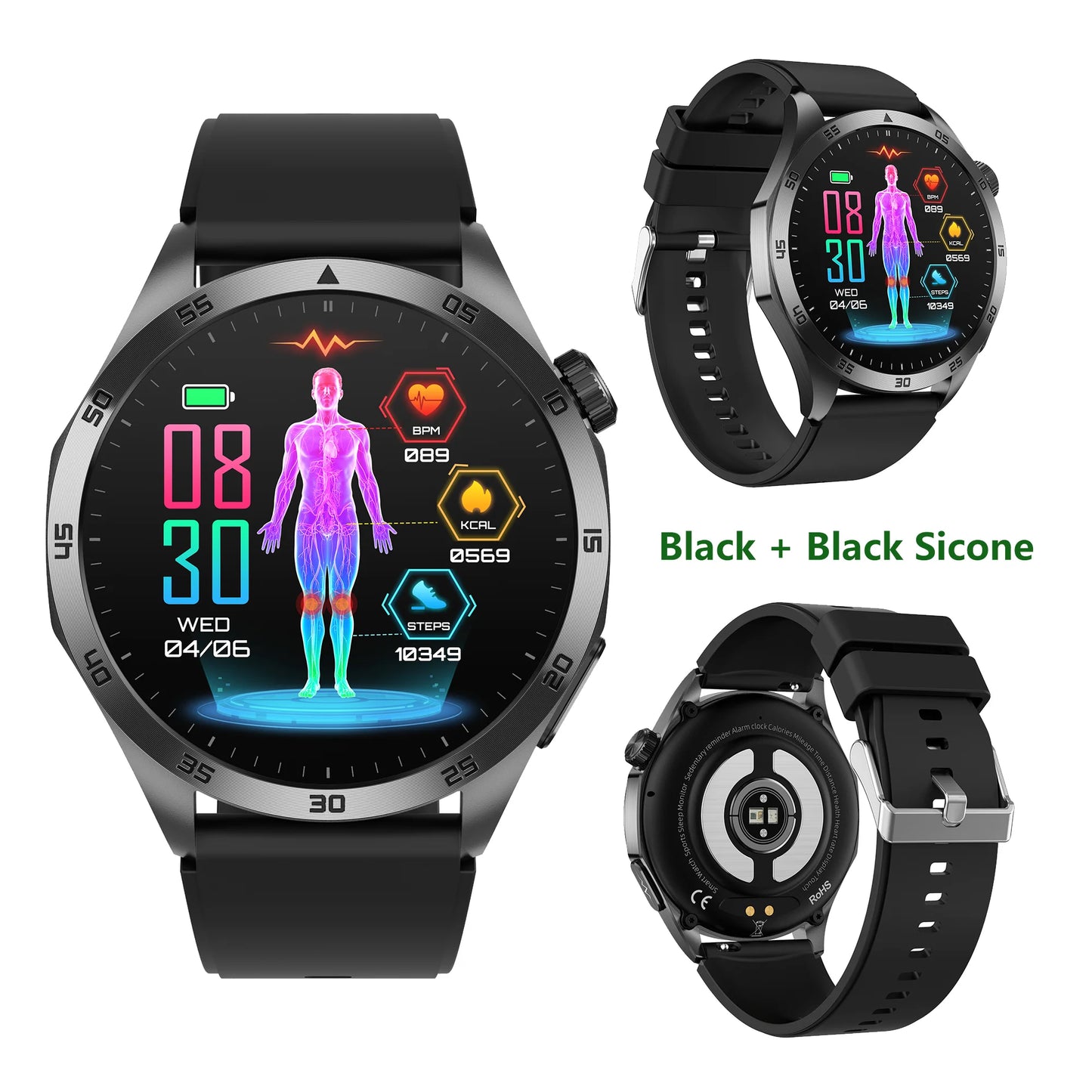 ECG PPG Health Smartwatch Blood Pressure Oxygen Tracking Bluetooth Calls