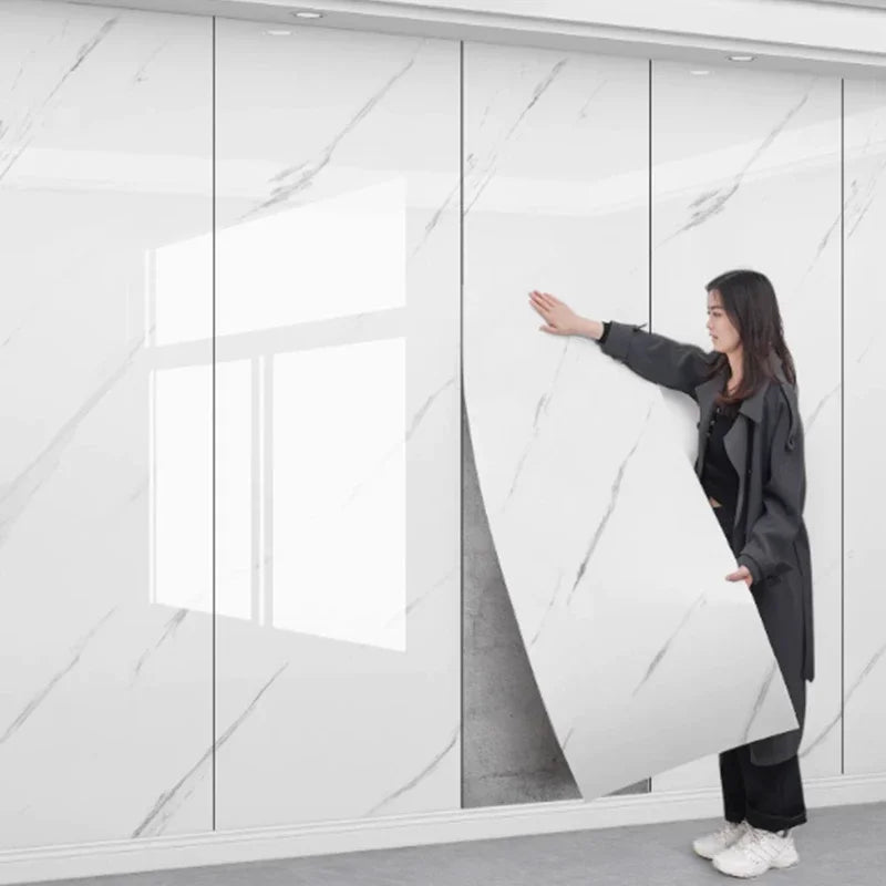 1 Roll Marble Thick Foam Bedroom Wallpaper Imitation Tile Self-Adhesive Bathroom Waterproof Wall Sticker Living Room Decoration