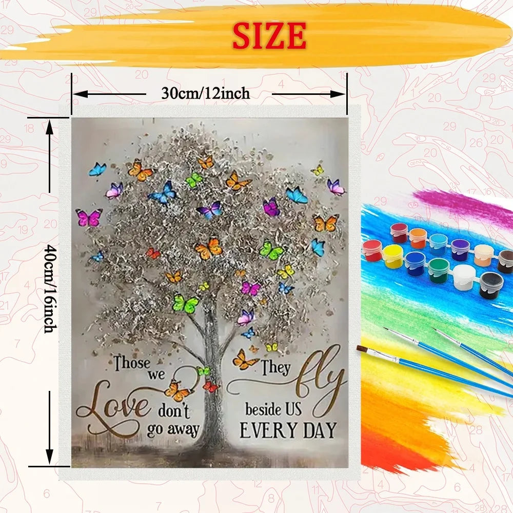 Tree Diy Art Paint By Numbers For Adult Butterfly Craft Kit HandPainted On Canvas Valentines Gift Home Decor