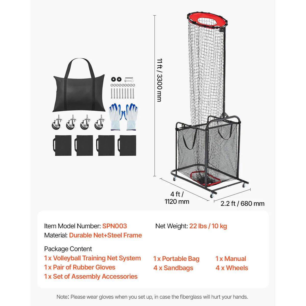 SucceBuy Volleyball Setter Training Equipment Angle Height Adjustable with Cart Wheels Carrying Bag for Serving Spiking Setting