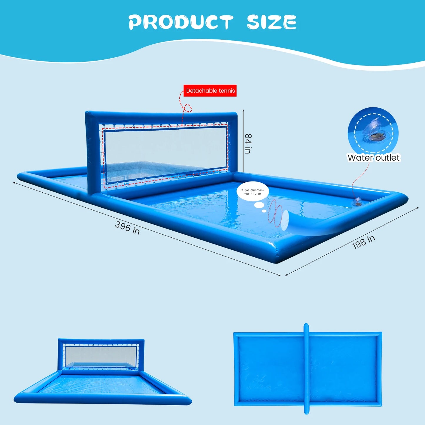 RTS Inflatable Outdoor Volleyball Court Pool For Water Games