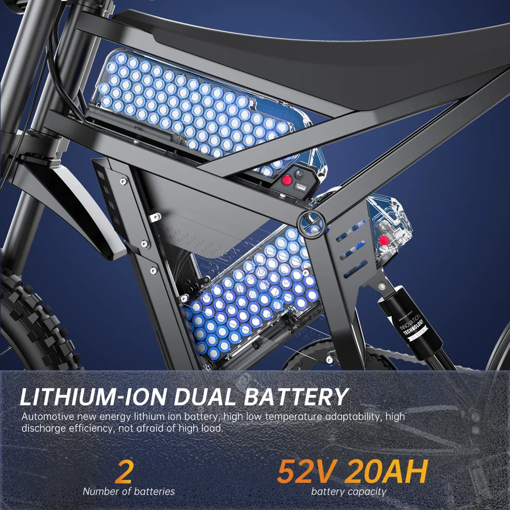 E6PK 2900W Dual Battery Electric Mountain Bike For Adults