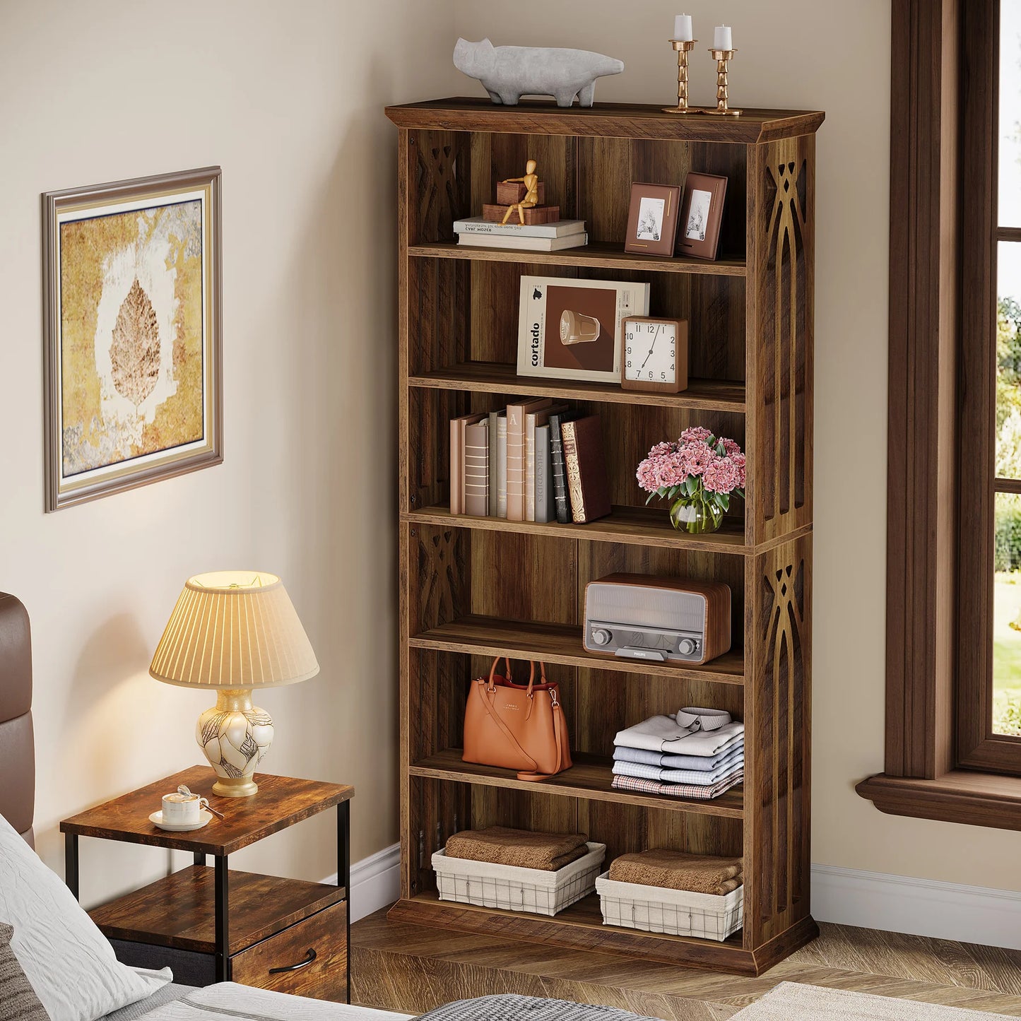 Tribesigns 6-Tier Bookshelf, 75-Inch Tall Bookcase, Large Bookshelves and Bookcases Freestanding Display Shelves, Wood Bookshelf