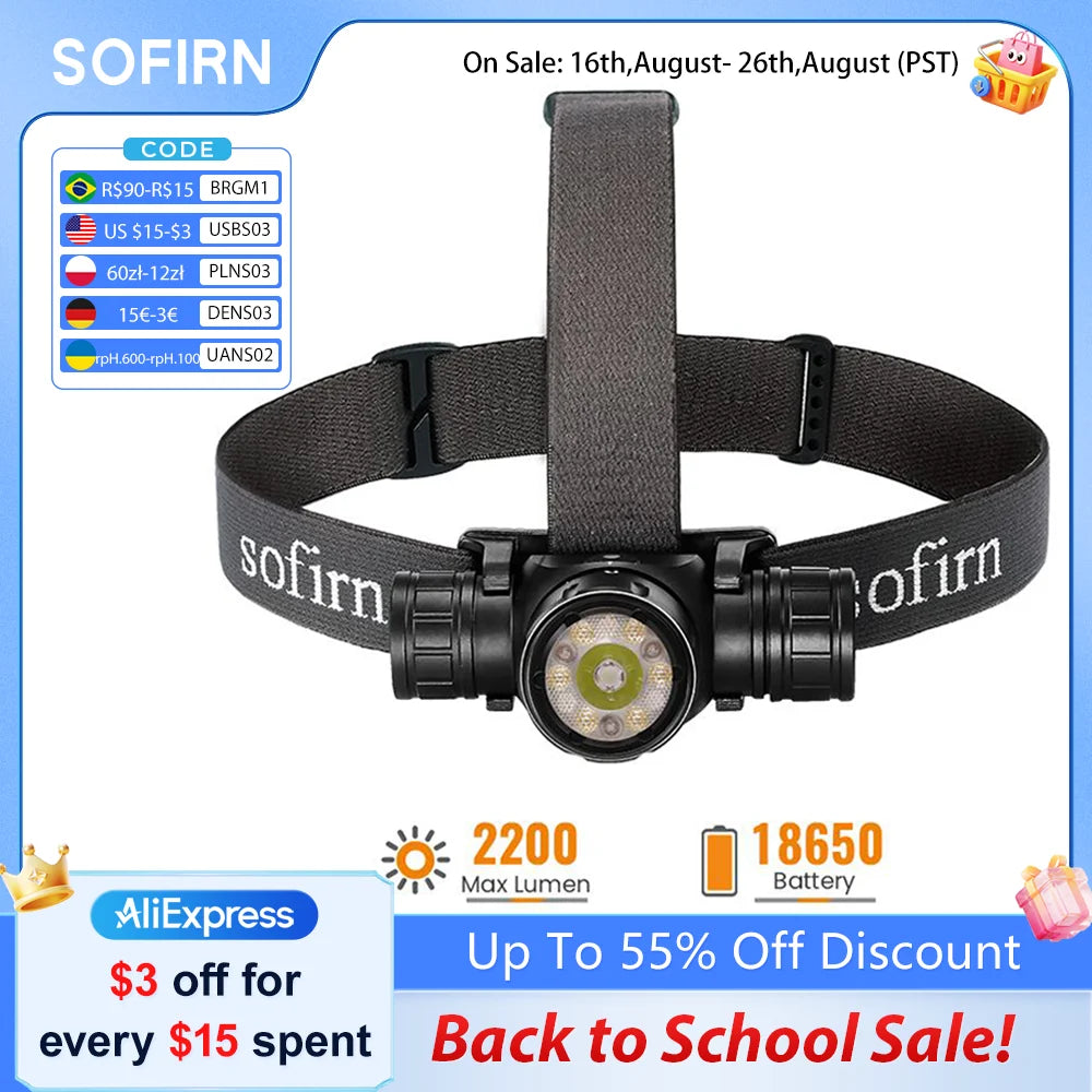 Sofirn HS21 SFT40 EDC Headlamp 2000 Lumen With Infrared Sensor