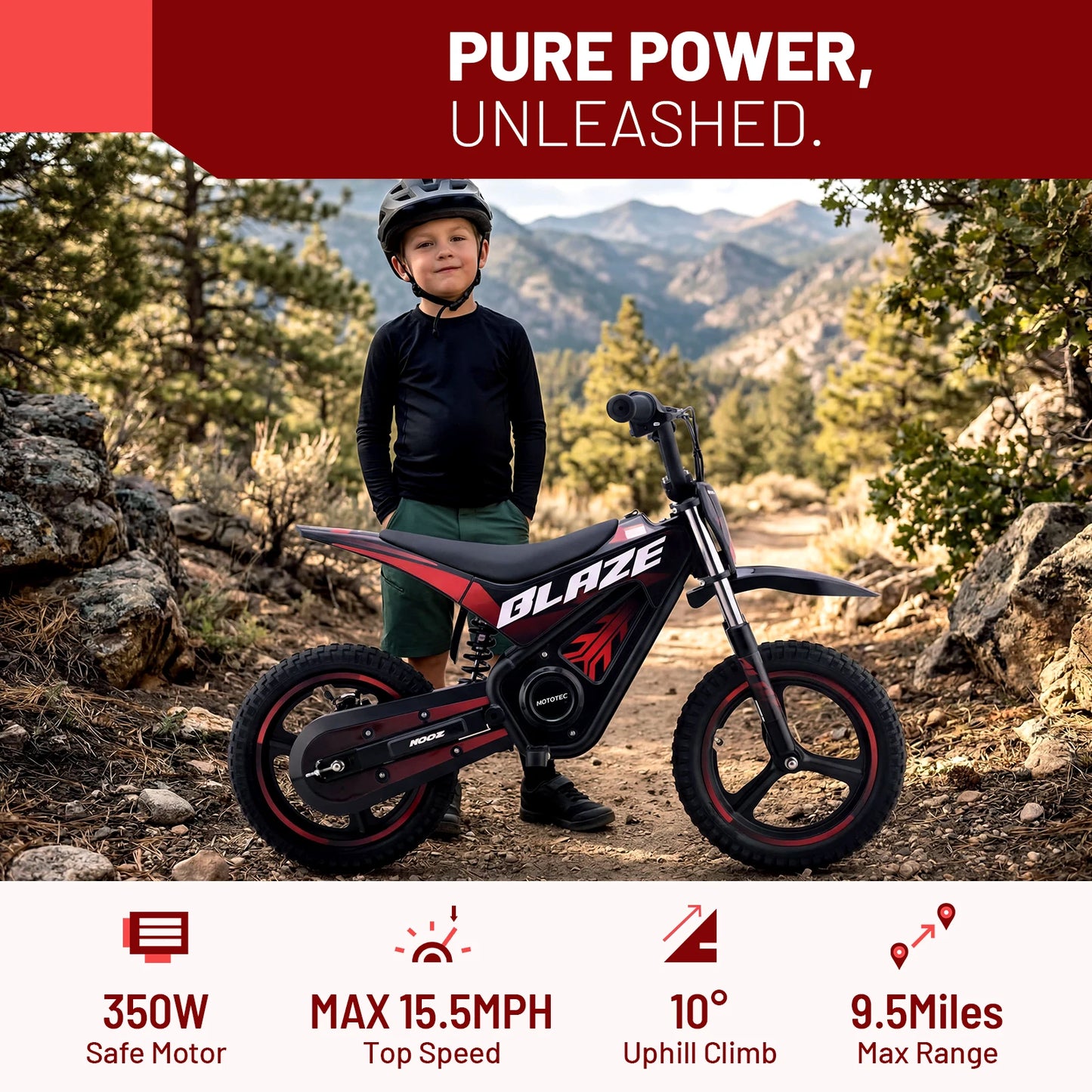 KOOZ HP01E 36V 350W Electric Dirt Bike For Kids Two-Speed