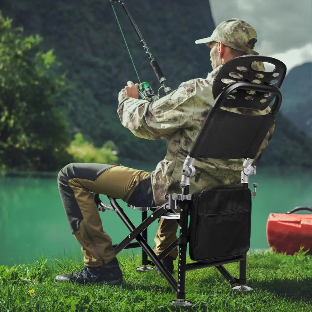 13 Gear Rise Fall 21cm Adjustment Fishing Chair with Backrest Rod Holder Folding Fishing Deck Chair Fisherman Gift