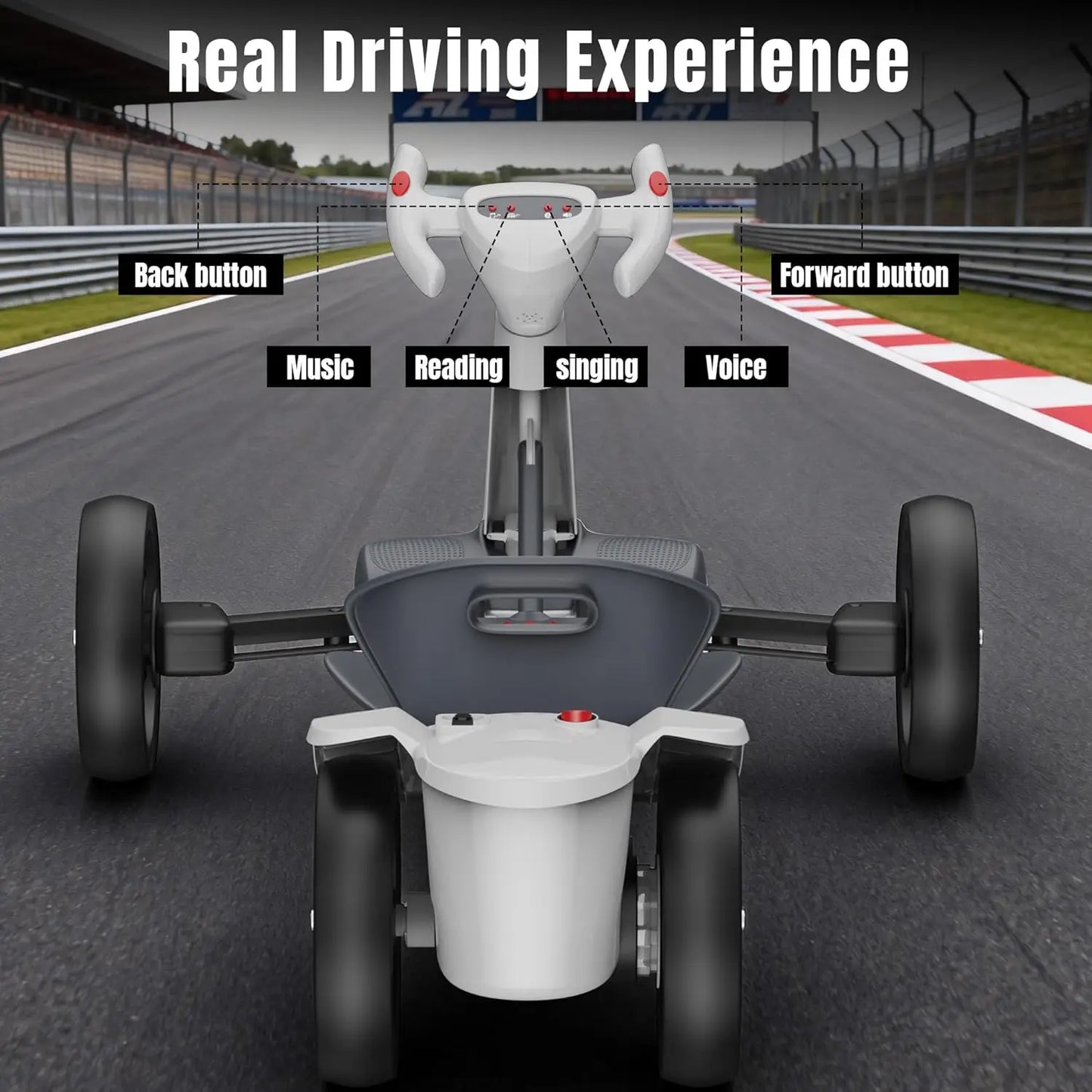 AOVOPROCE Remote Control Electric Go Kart Bluetooth 4 Wheels