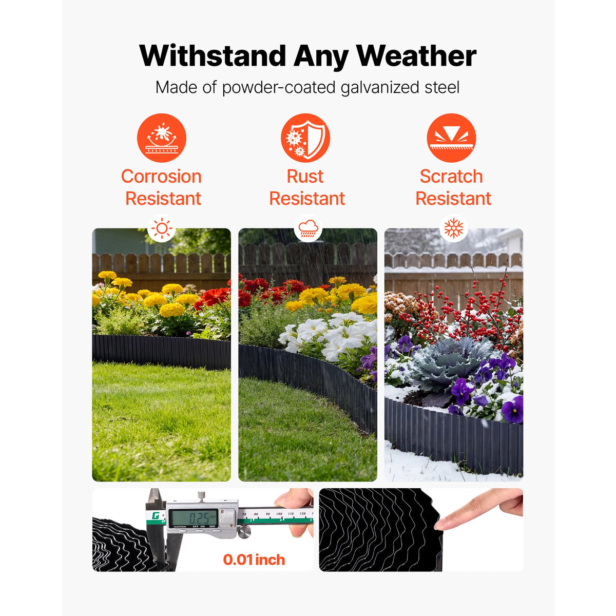 SucceBuy Galvanized Steel Landscape Edging for Gardens and Flower Beds