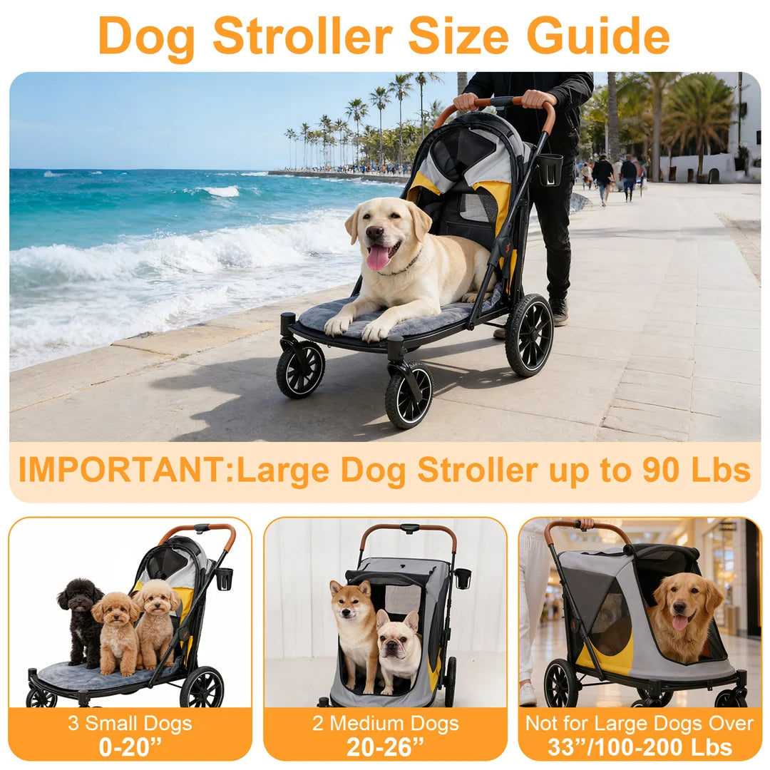 Portable Large Dog Stroller With One Click Folding And Storage