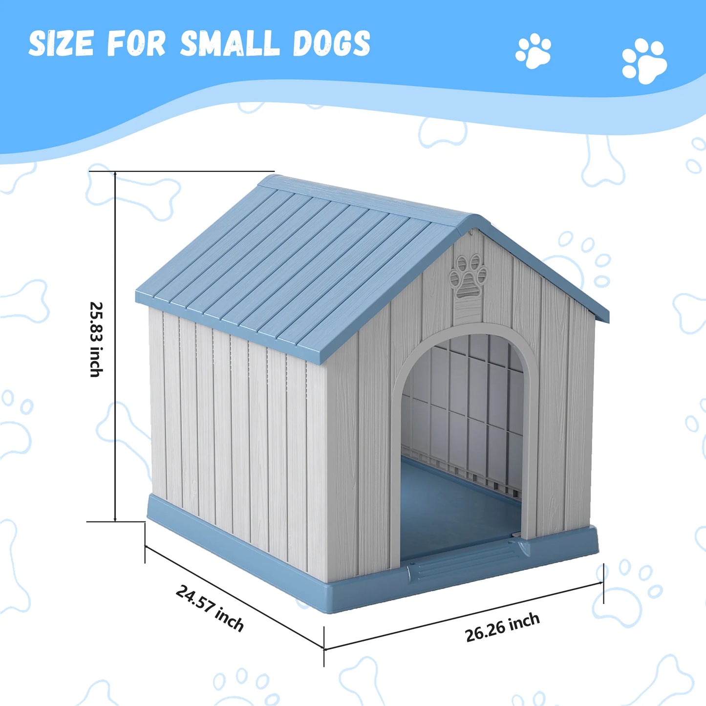 Weatherproof Plastic Dog House Indoor Outdoor Pet Shelter