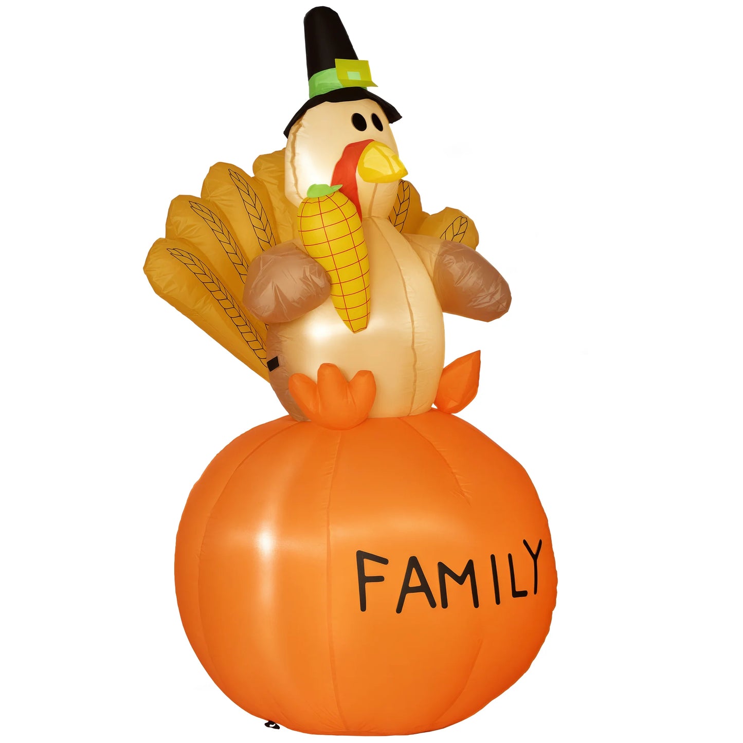 4.9ft Inflatable Thanksgiving Decoration Turkey, Blow Up Outdoor LED Yard Display, Waterproof
