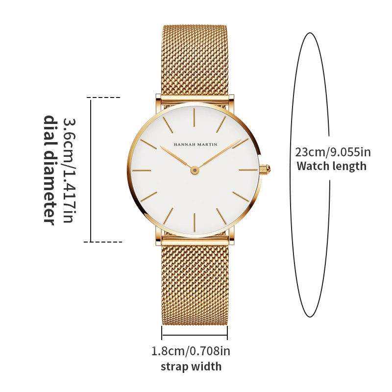 36mm New Women Watches US Local Shipping Rose Gold Black Simple Japan Quartz Ladies Stainless Steel Ultra Thin Waterproof Watch