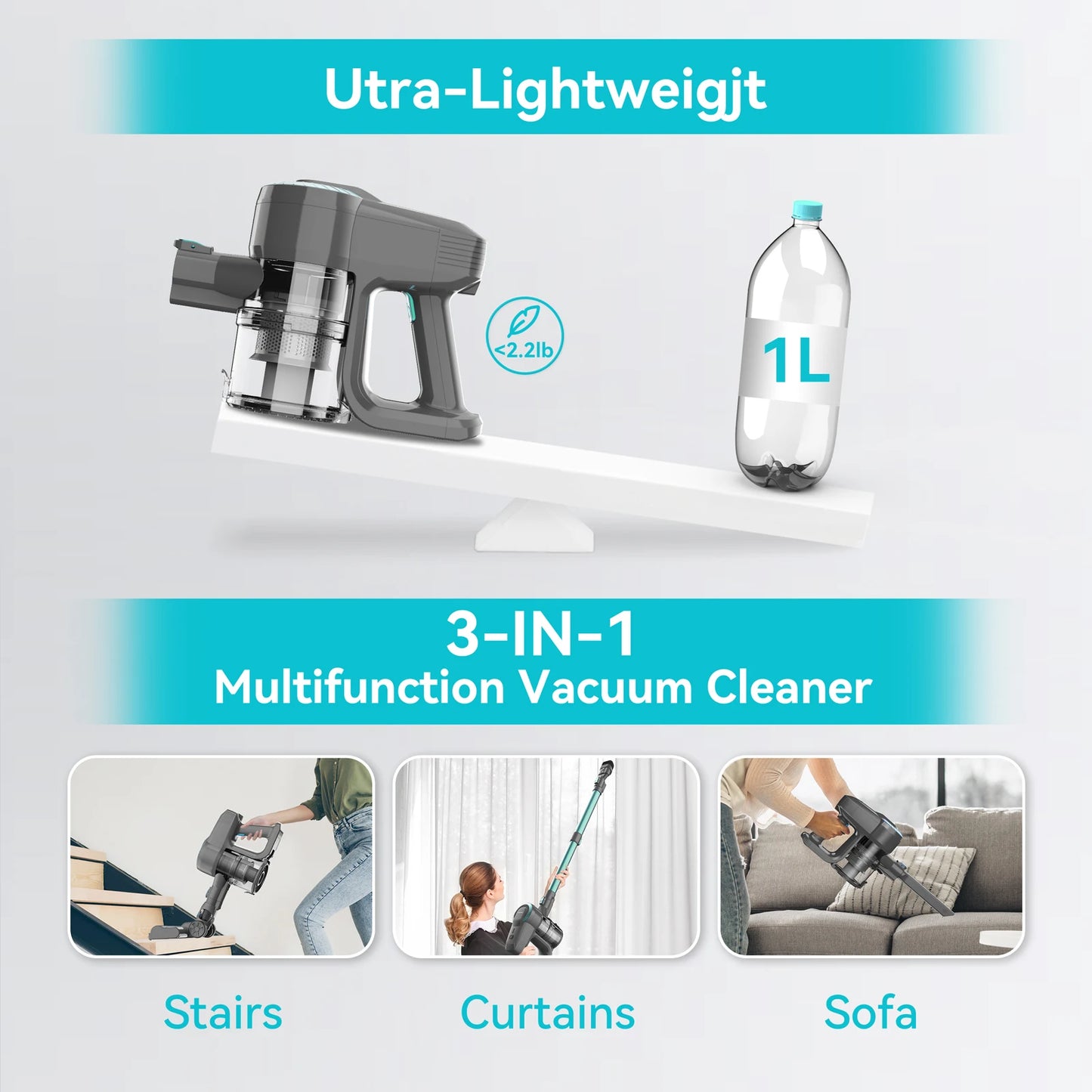 INSE N300 Cordless Upright Vacuum For Carpet And Hard Floors