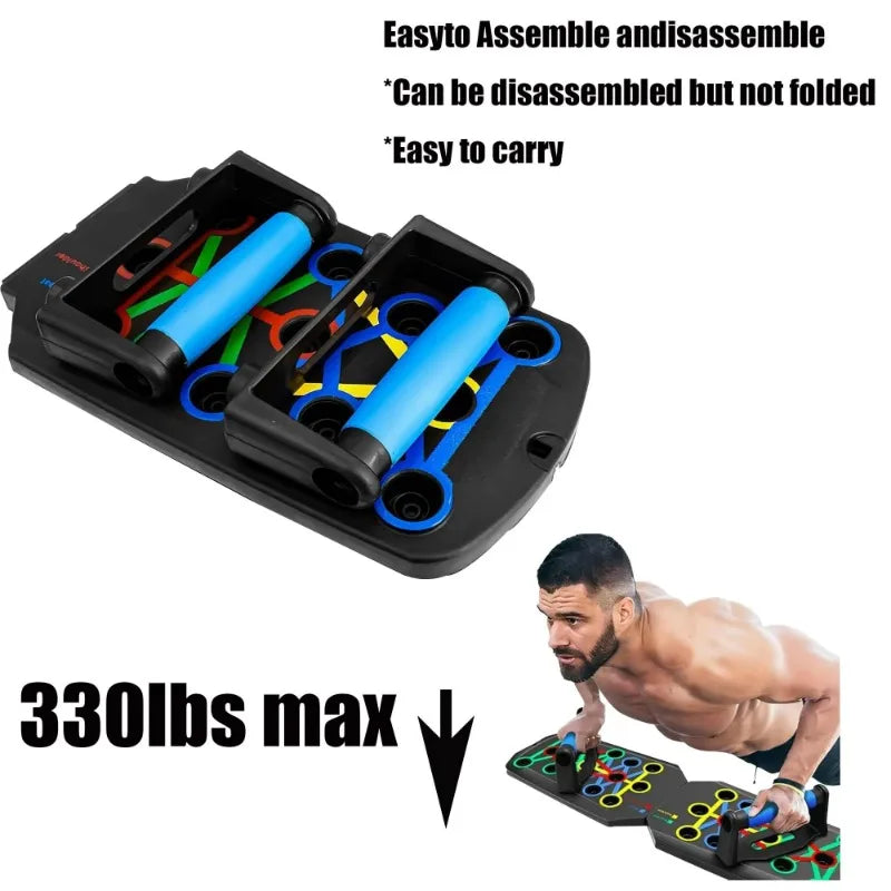 Foldable Push Up Board With Resistance Bands For Strength Training