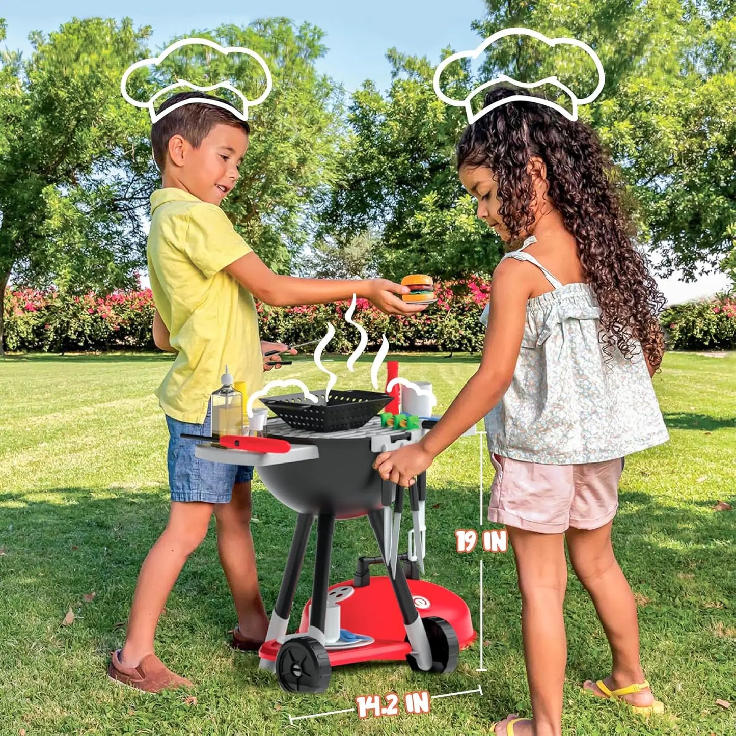 Joyfy 34 Piece Kitchen Toy Set Barbecue Grill for Kids