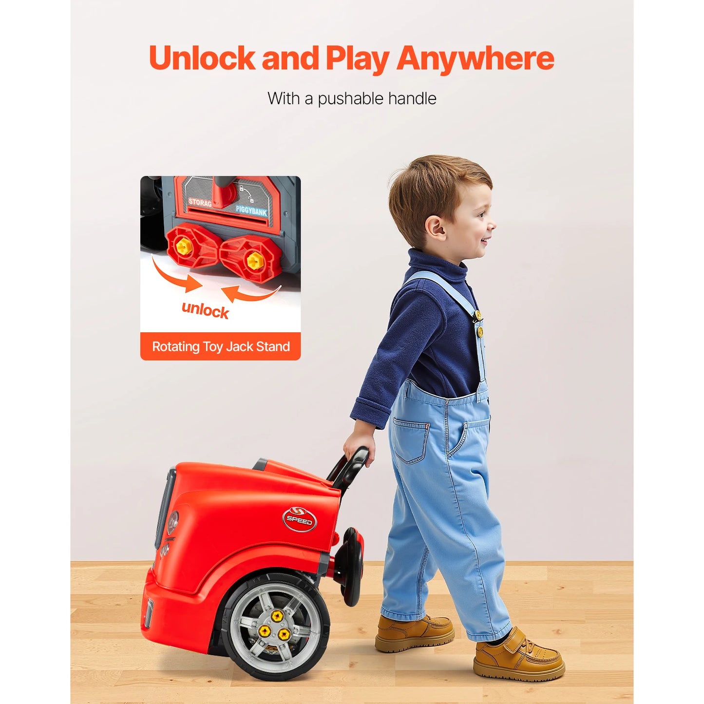 SucceBuy Kids Mechanic Car Repair Set With Removable Parts 60-Piece