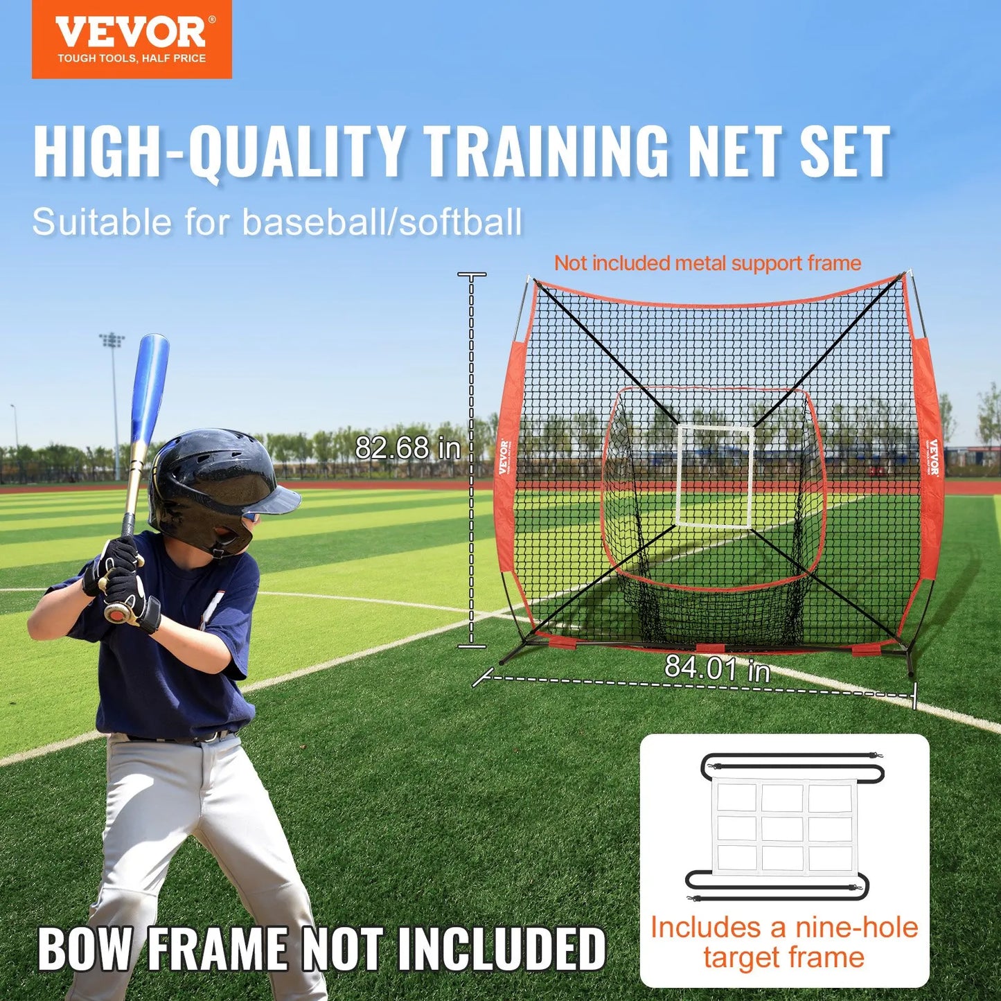 Baseball Softball Practice Net Portable Training For Hitting Pitching