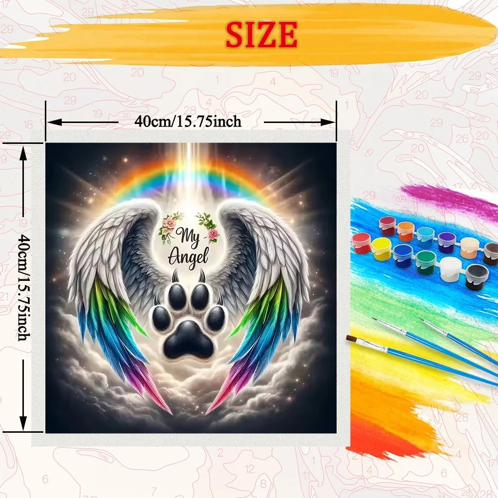 Wings Paint By Numbers For Adult My Angel Paws Diy Art Craft Kit HandPainted On Canvas Valentines Gift Home Decor Wall Art