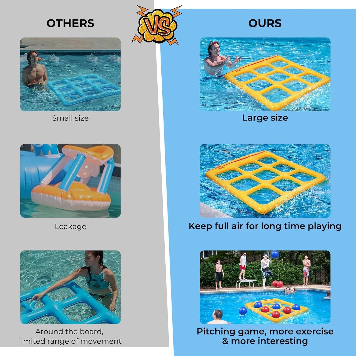 Inflatable Pool Game Set With 10 Balls For Adults Teens Kids 2 To 10 Players