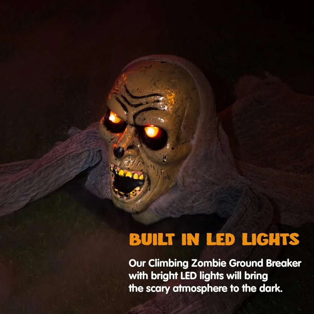 Halloween Decor Groundbreaker Zombie with Sound and Flashing Eyes for Halloween Yard Garden Outdoor Indoor Decorations, Photobooth Props