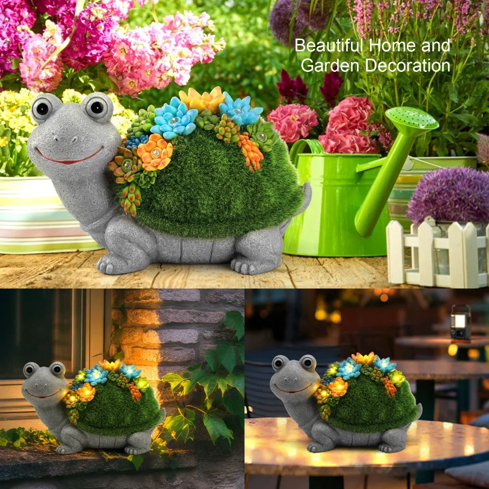 Solar Garden Turtle Elephant Dragon Statue Light Outdoor Decor