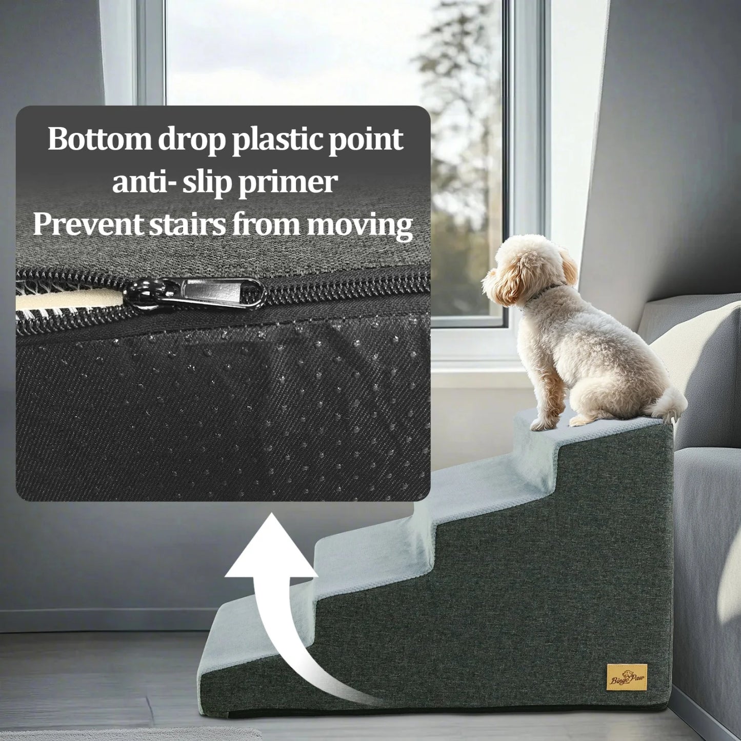 3 To 5 Steps Dog Stairs Ramps High Density Foam Non Slip Sofa Ladder