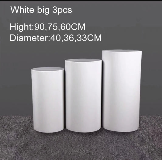 US Delivery 3/5pcs White Cylinder Table Pedestal Stand Decor Cake Plinths Pillars Backdrop for Party Wedding Decorations Holiday
