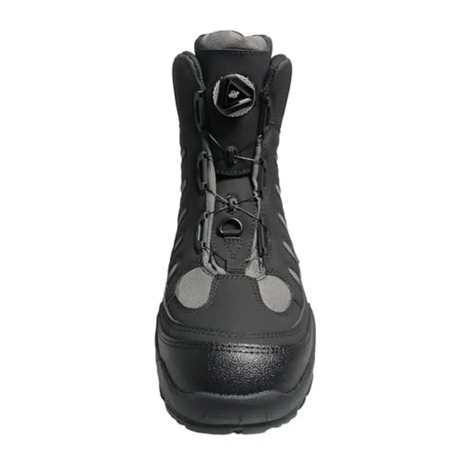 Fishing wading boots for men and women: rubber sole anti-slip, rotating buckle lacing system, black, durable waterproof neopren