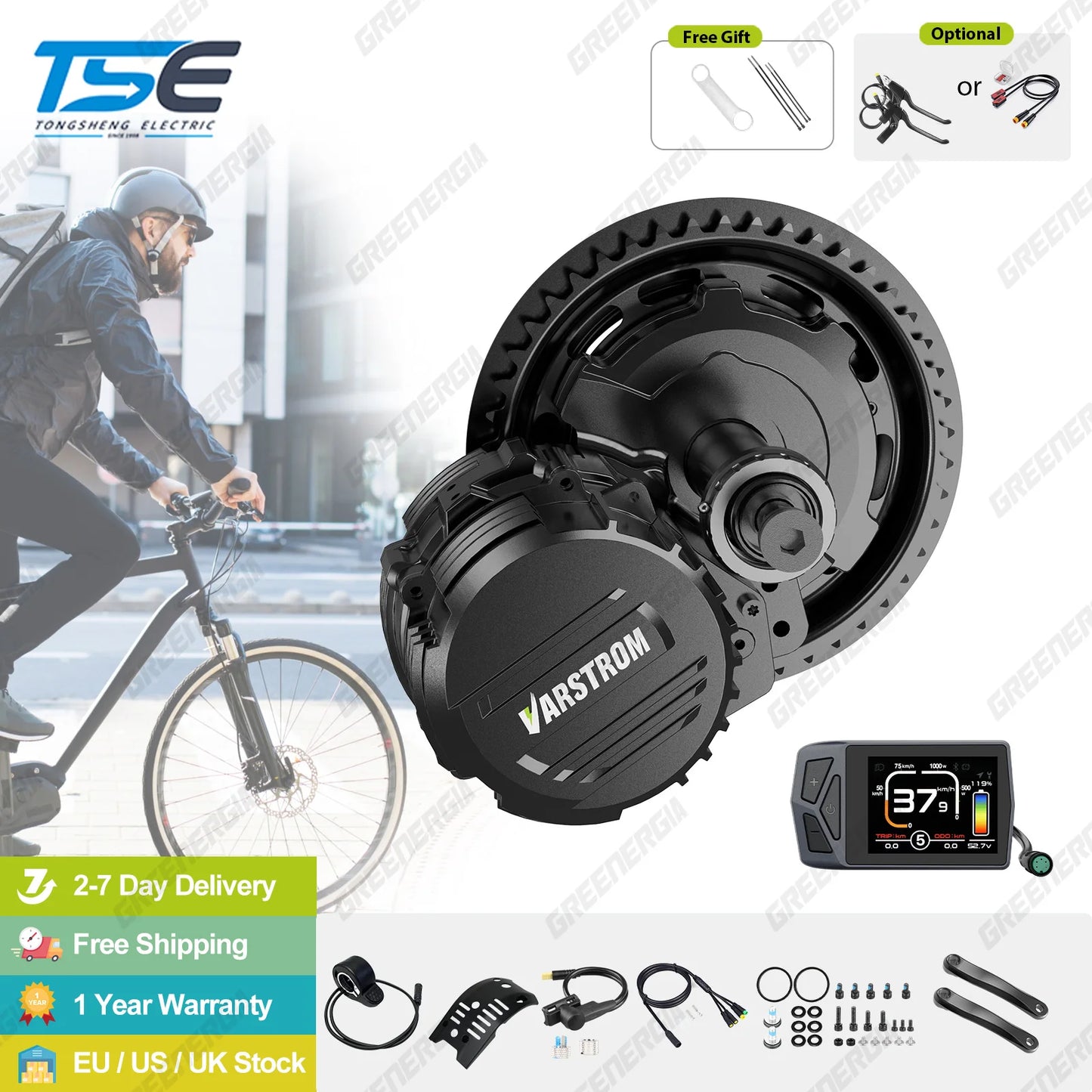 Varstrom 48V Mid Motor Kit Torque Sensor For Bicycle Electric Bike Conversion