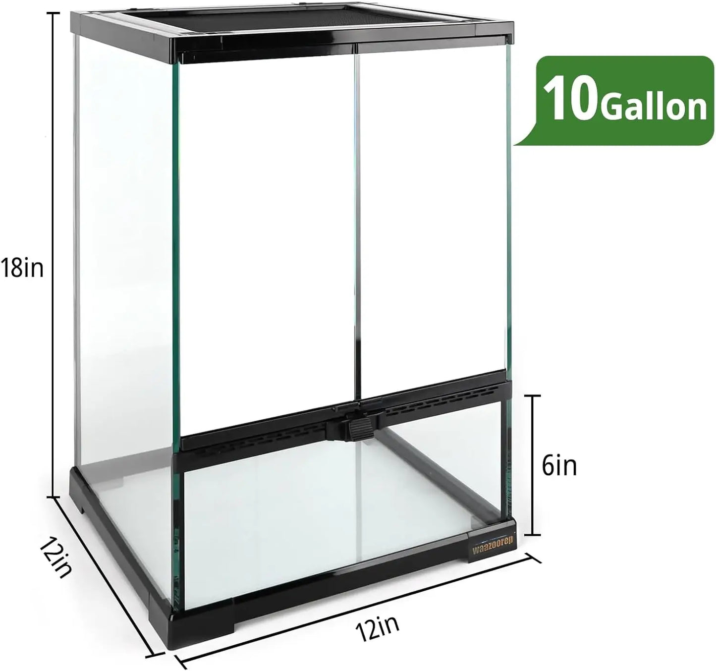 Vertical Glass Reptile Terrarium Front Door Top Screen Vent