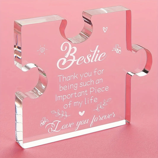 1pc, Special Friend Gifts, to My Bestie Engraved Acrylic Block Puzzle, Best Friend Birthday Gifts for Women, Christmas Wedding