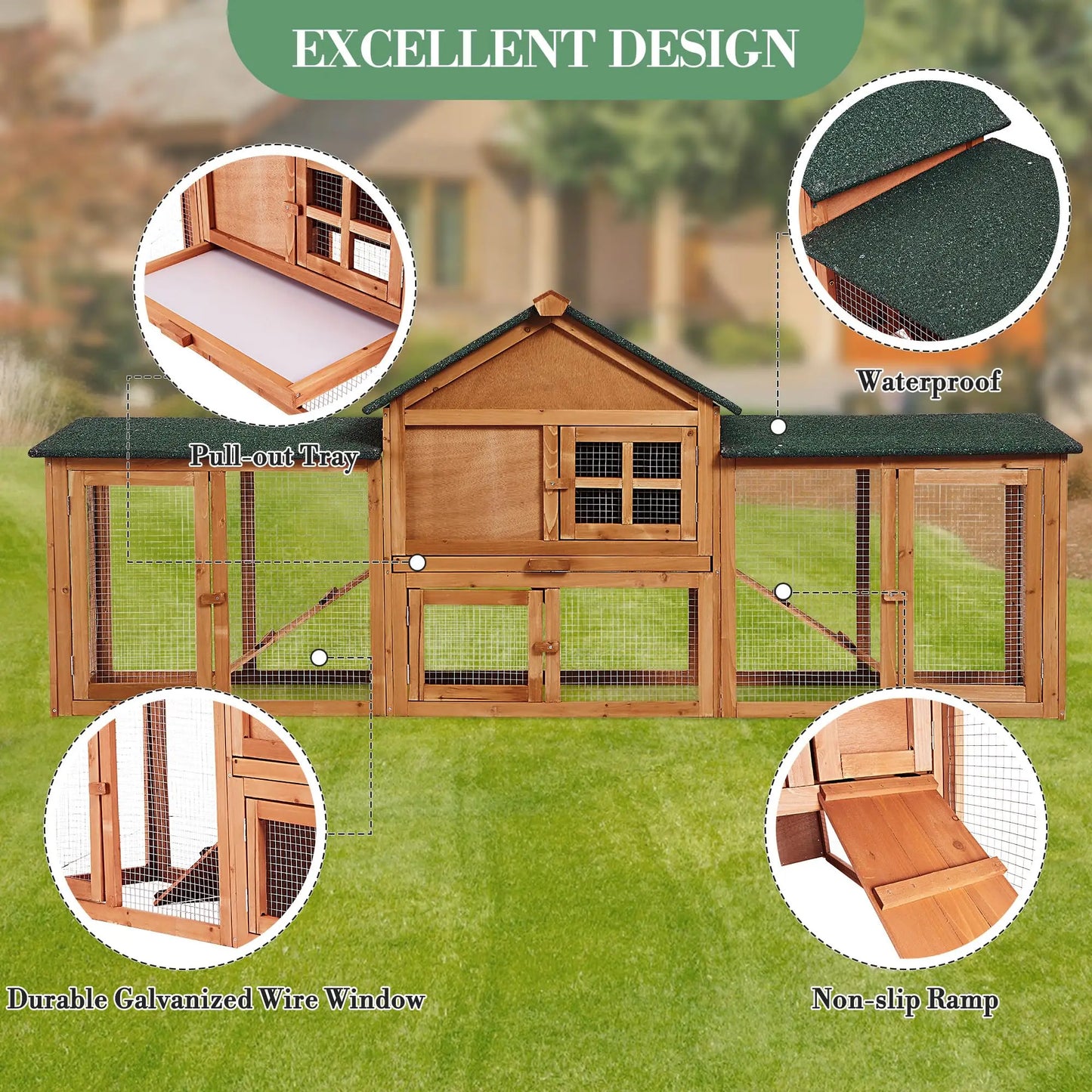 DishyKooker Two Story Wooden Rabbit Hutch With Double Runs