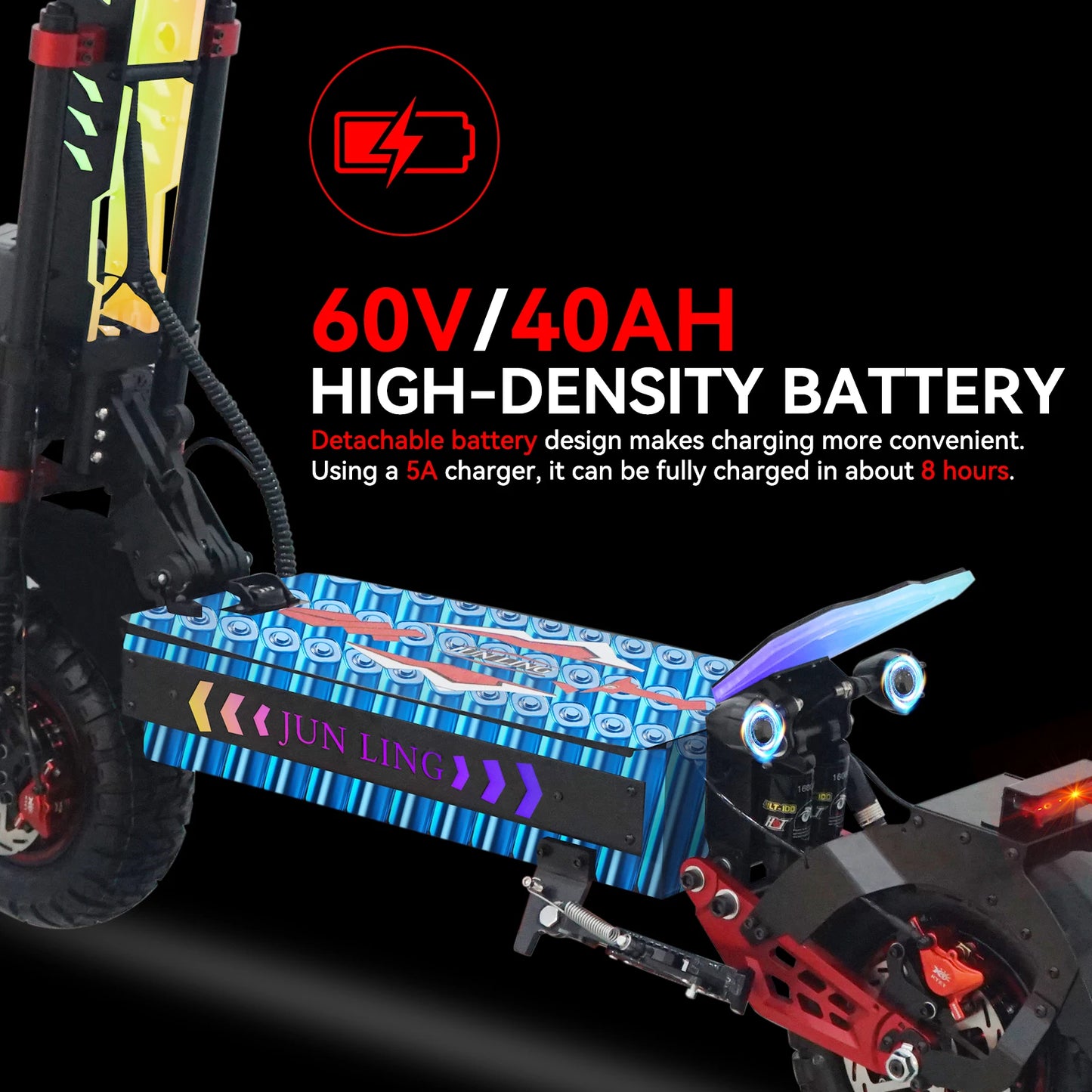 JL86 10000W Dual Motor Electric Scooter 60V40Ah For Adults