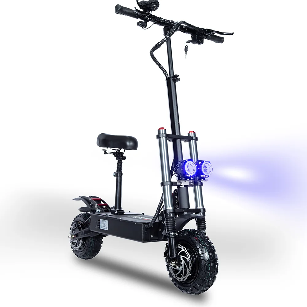 6000W Dual Motor Folding Electric Scooter With Seat And Hydraulics