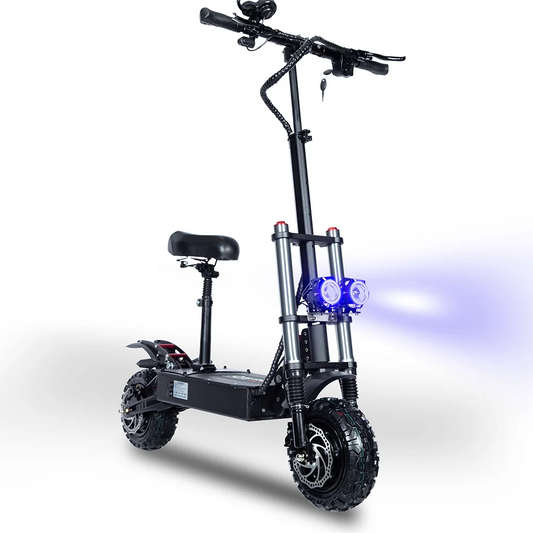 6000W Dual Motor Folding Electric Scooter With Seat And Hydraulics