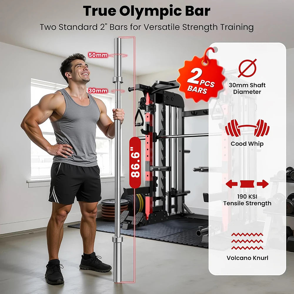 Pooboo Power Cage Smith Machine With Home Gym Cable System