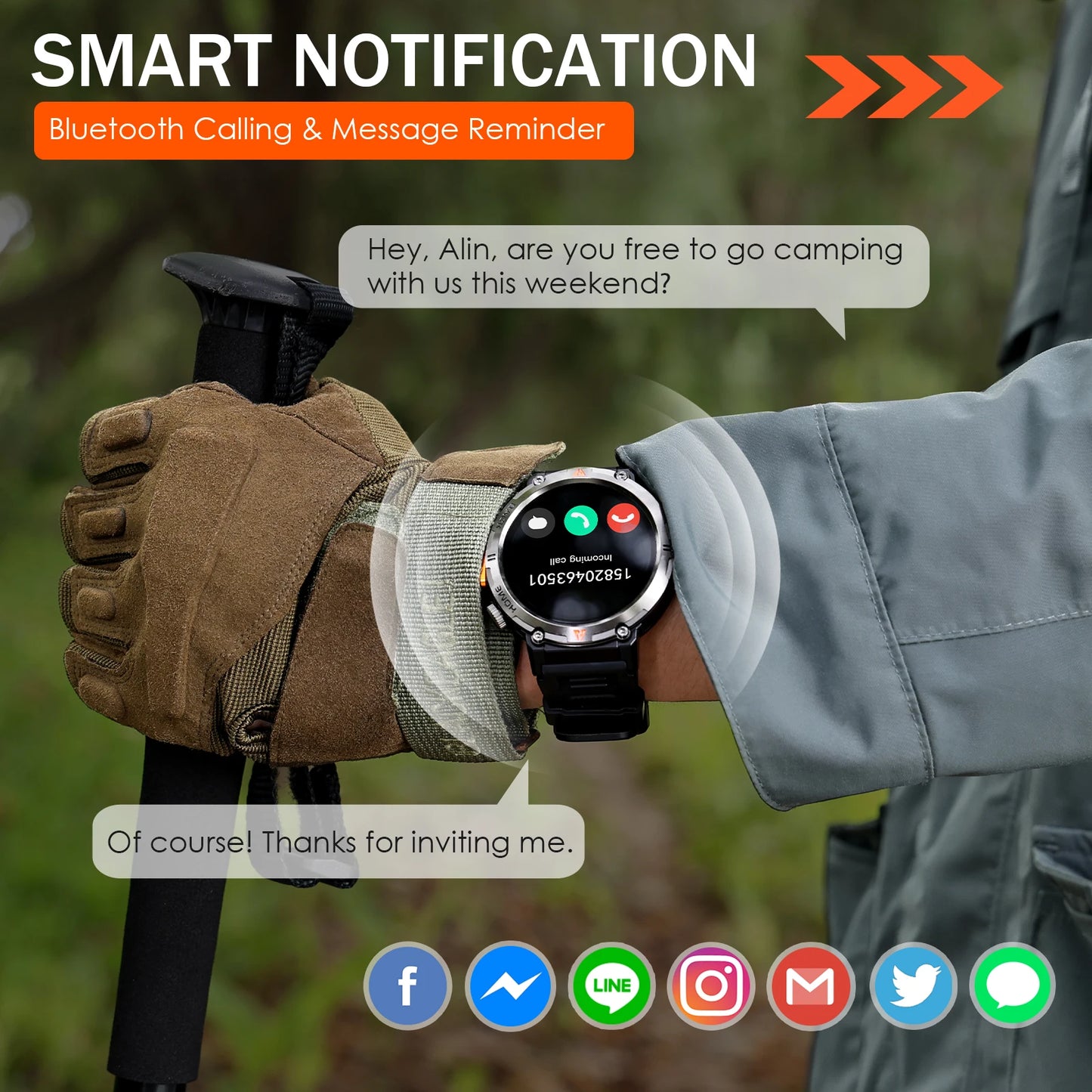 EIGIIS KE3 Smartwatch Bluetooth Health Monitor Heart Rate for Men