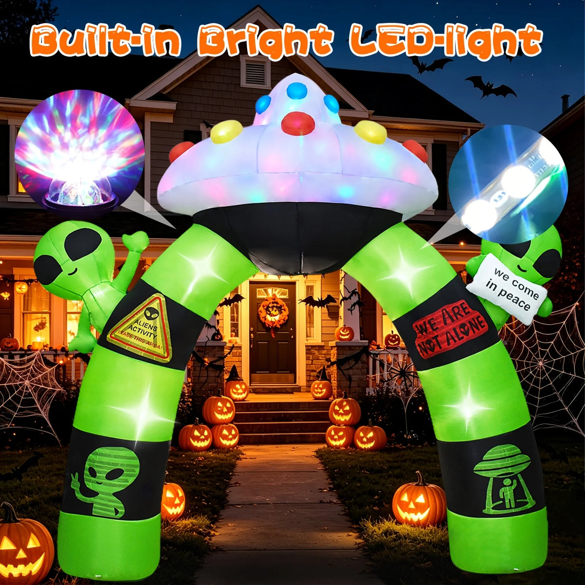 Halloween Inflatable Alien Archway With Built In LED Lights Outdoor