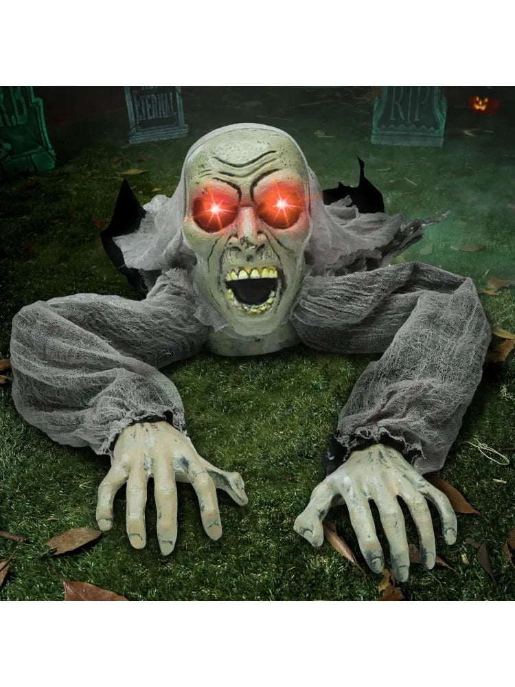 Halloween Decor Groundbreaker Zombie with Sound and Flashing Eyes for Halloween Yard Garden Outdoor Indoor Decorations, Photobooth Props