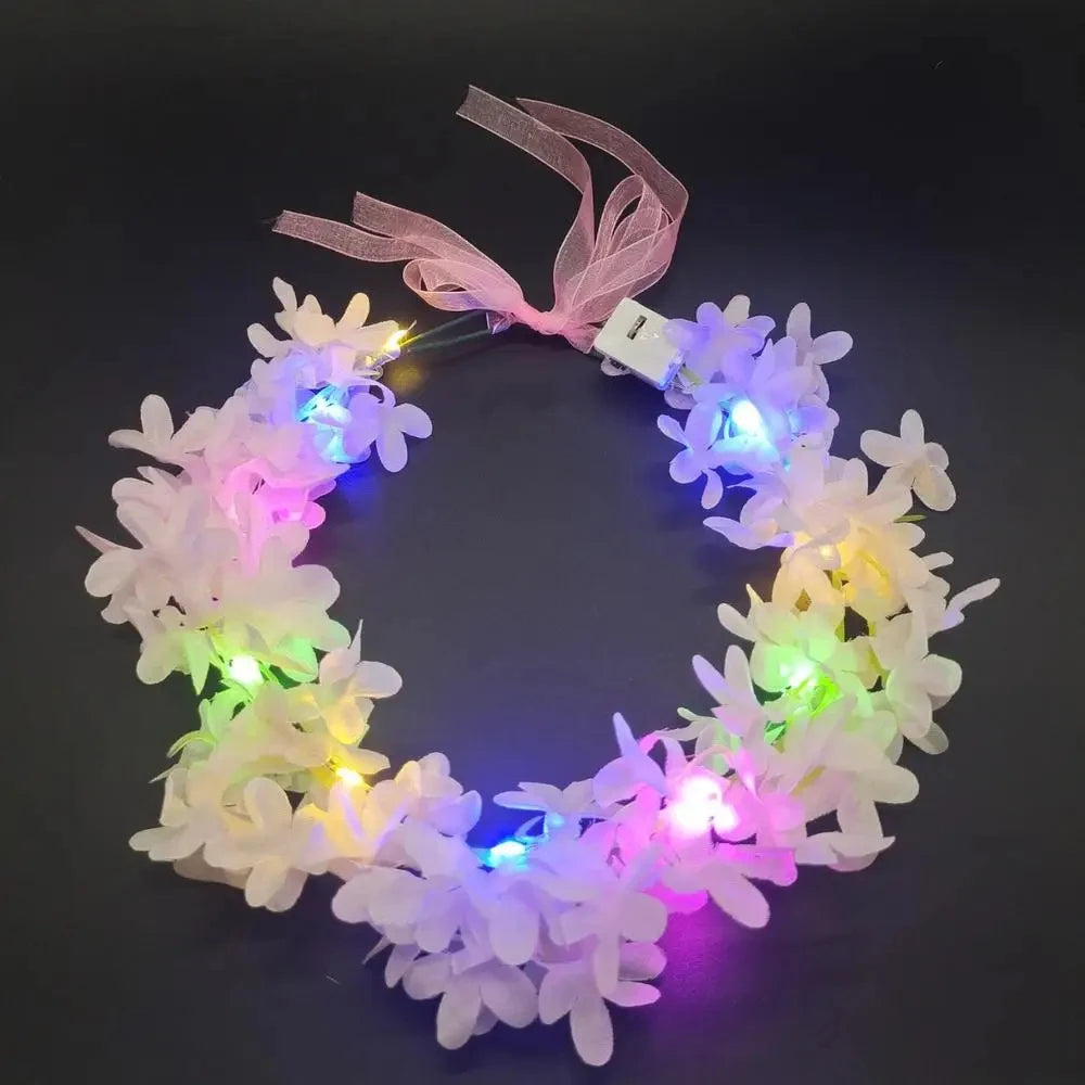 30pcs LED Light-Up Flower Crown Forest Headband, Christmas Festival Glow Neon Party Birthday Women's Light-Up Headwear