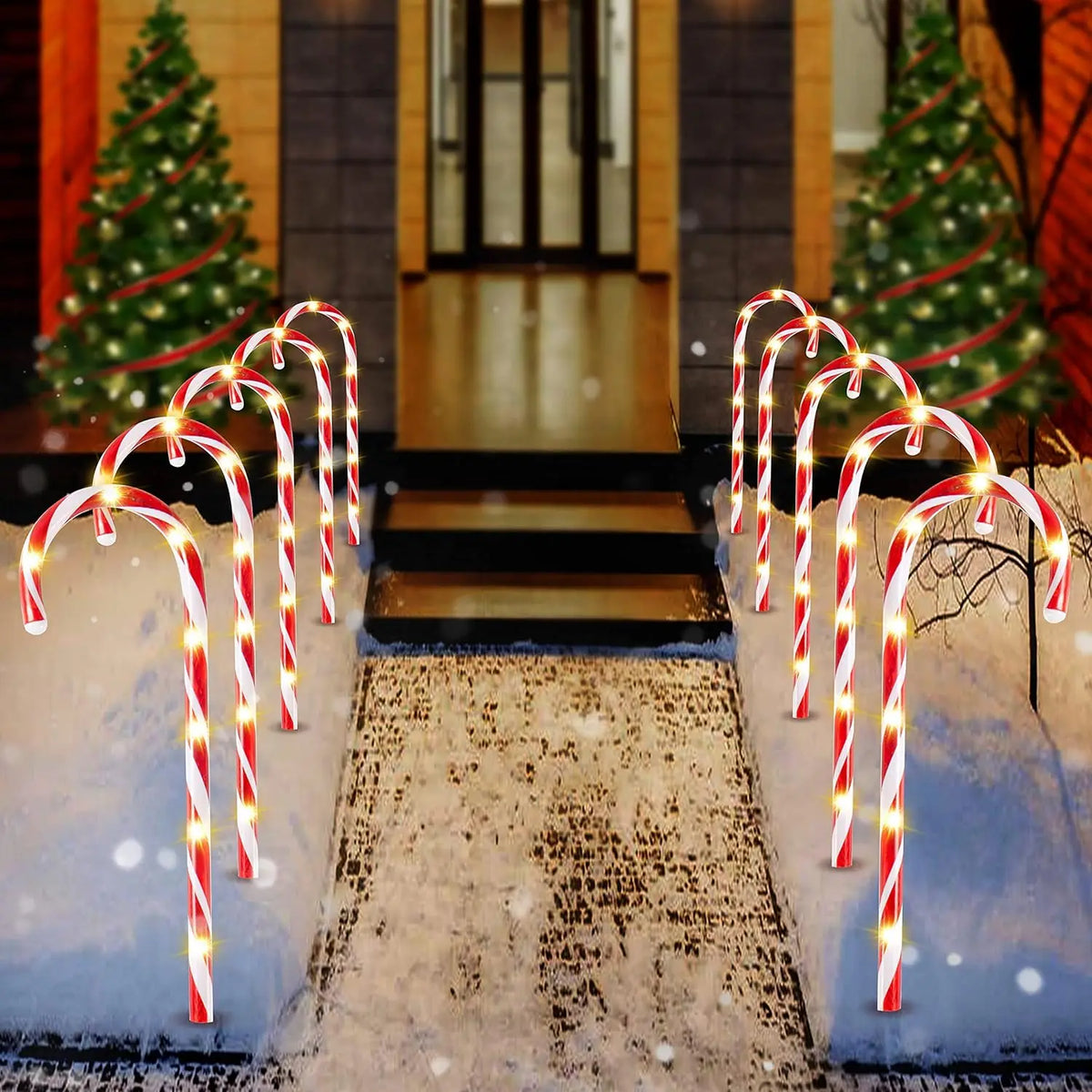 Joyfy Christmas Candy Cane Pathway Marker Lights for Outdoor Decor