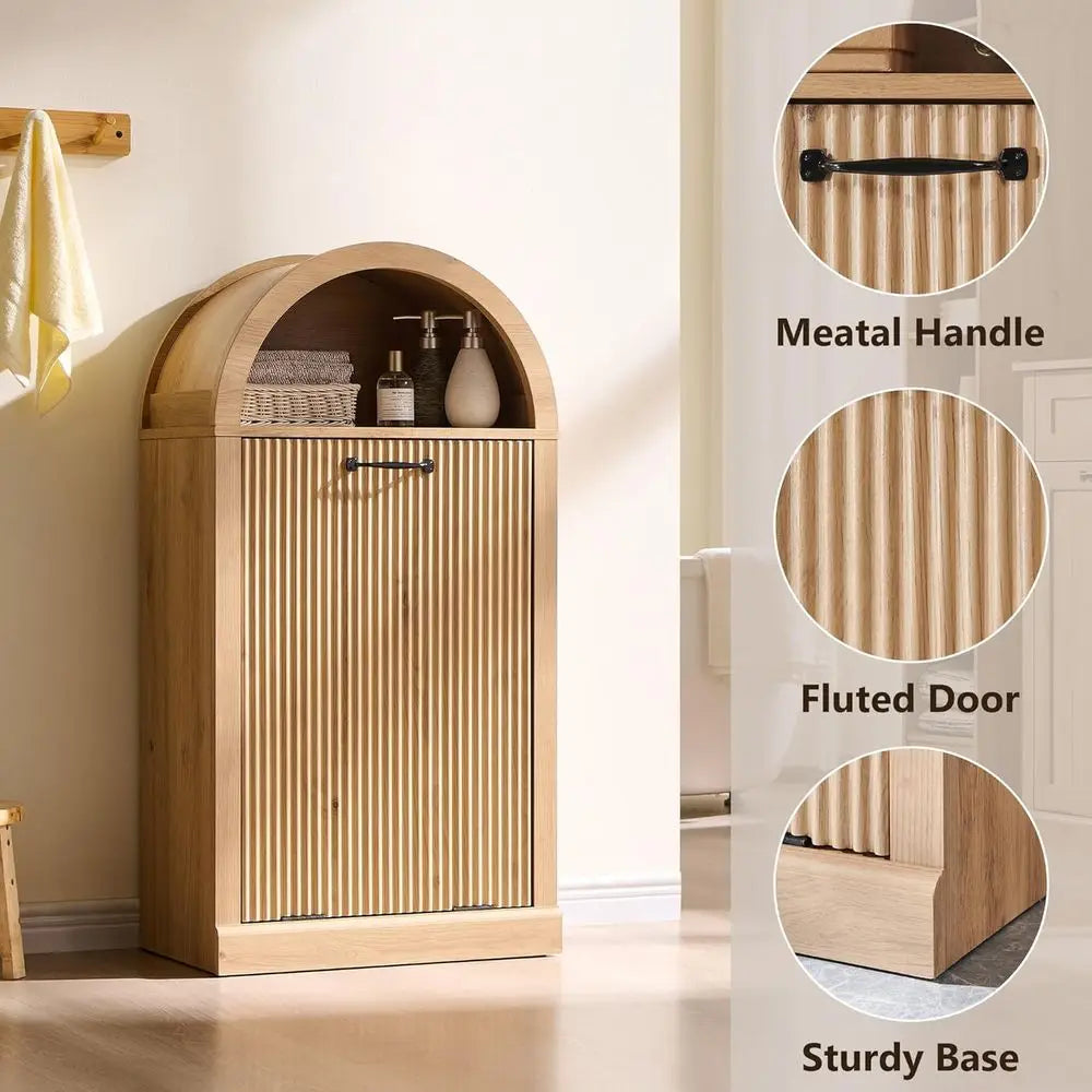 Arched Tilt Out Trash Can Cabinet With Fluted Door