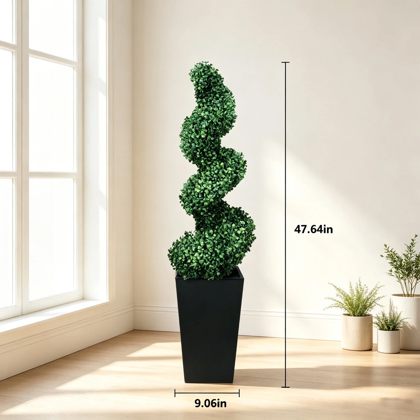 2.6/4.1/5.2ft Fake Plants 2 Pieces Artificial Boxwood Spiral Topiary Trees with Large Planter Spiral Faux Topiary Trees for Indoor Outdoor All-Year Green Fake Plants Highly Simulated for Home Christmas Decorative/Indoor/Front