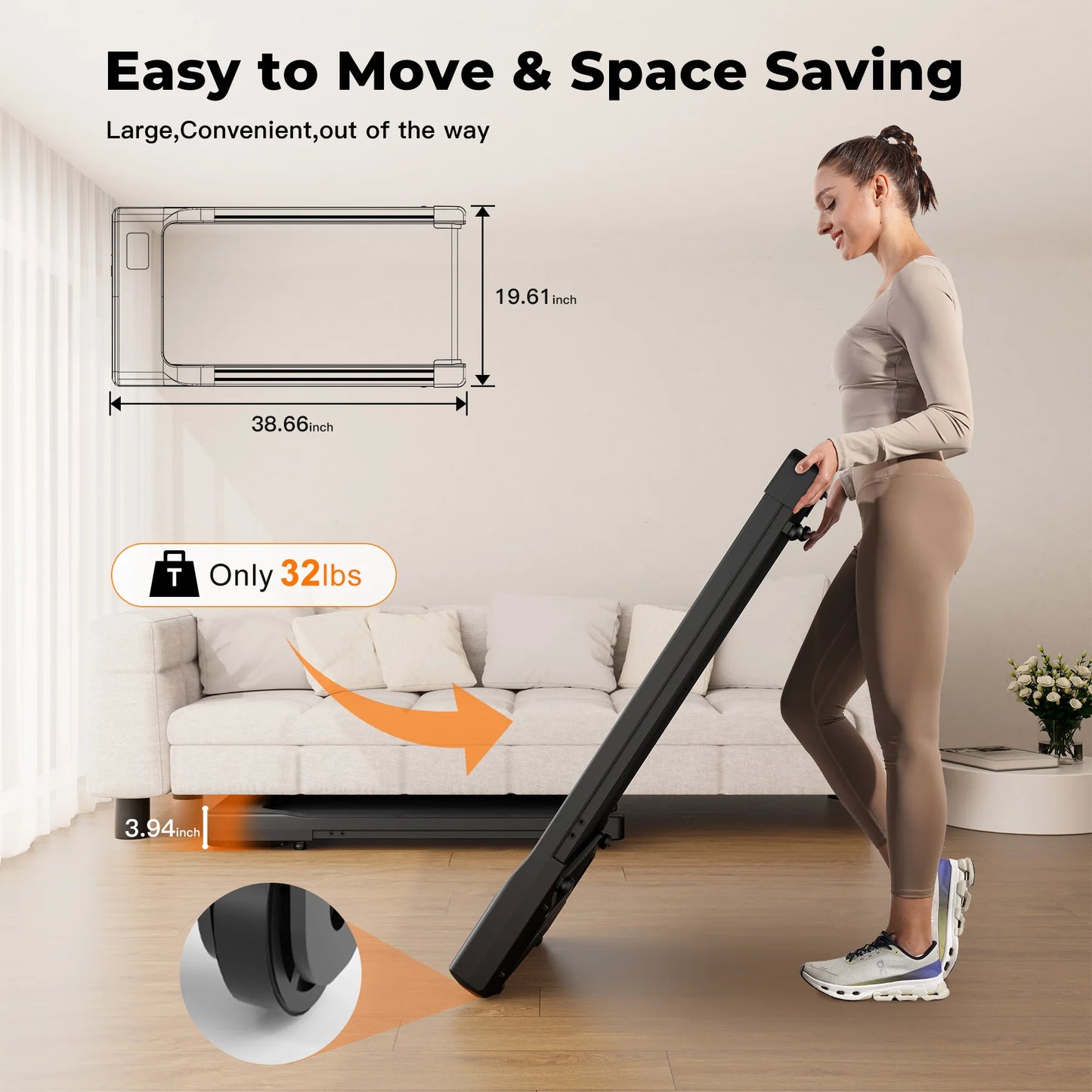 Superun Walking Pad Under Desk Treadmill 2.5HP With Remote Display