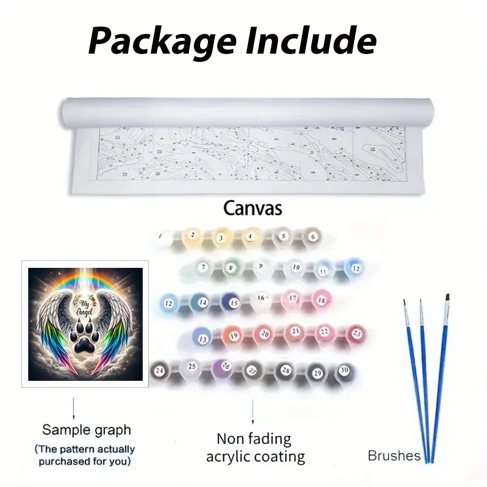 Wings Paint By Numbers For Adult My Angel Paws Diy Art Craft Kit HandPainted On Canvas Valentines Gift Home Decor Wall Art