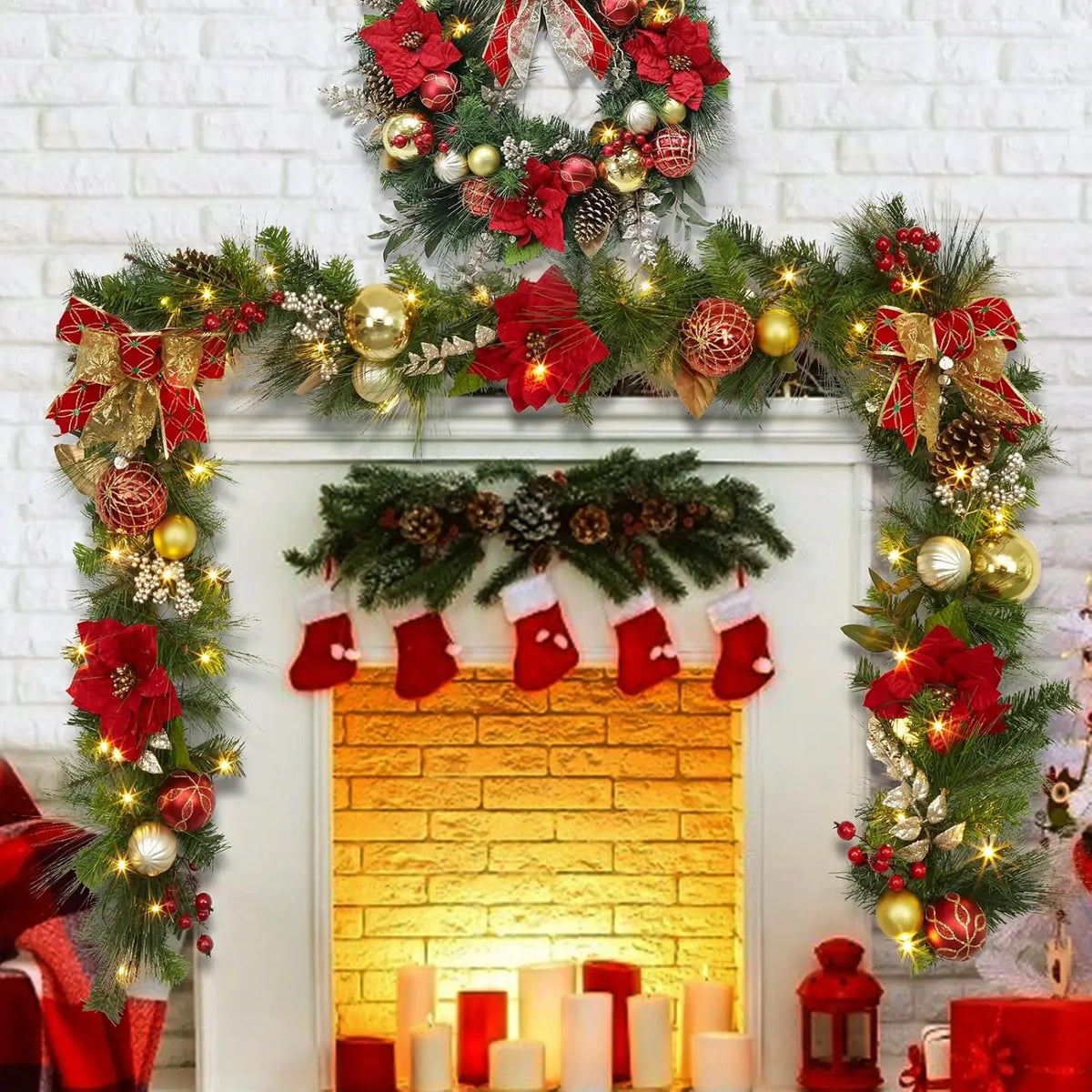 Garvee Artificial Christmas Garland for Mantel Staircase Holiday Home Decor