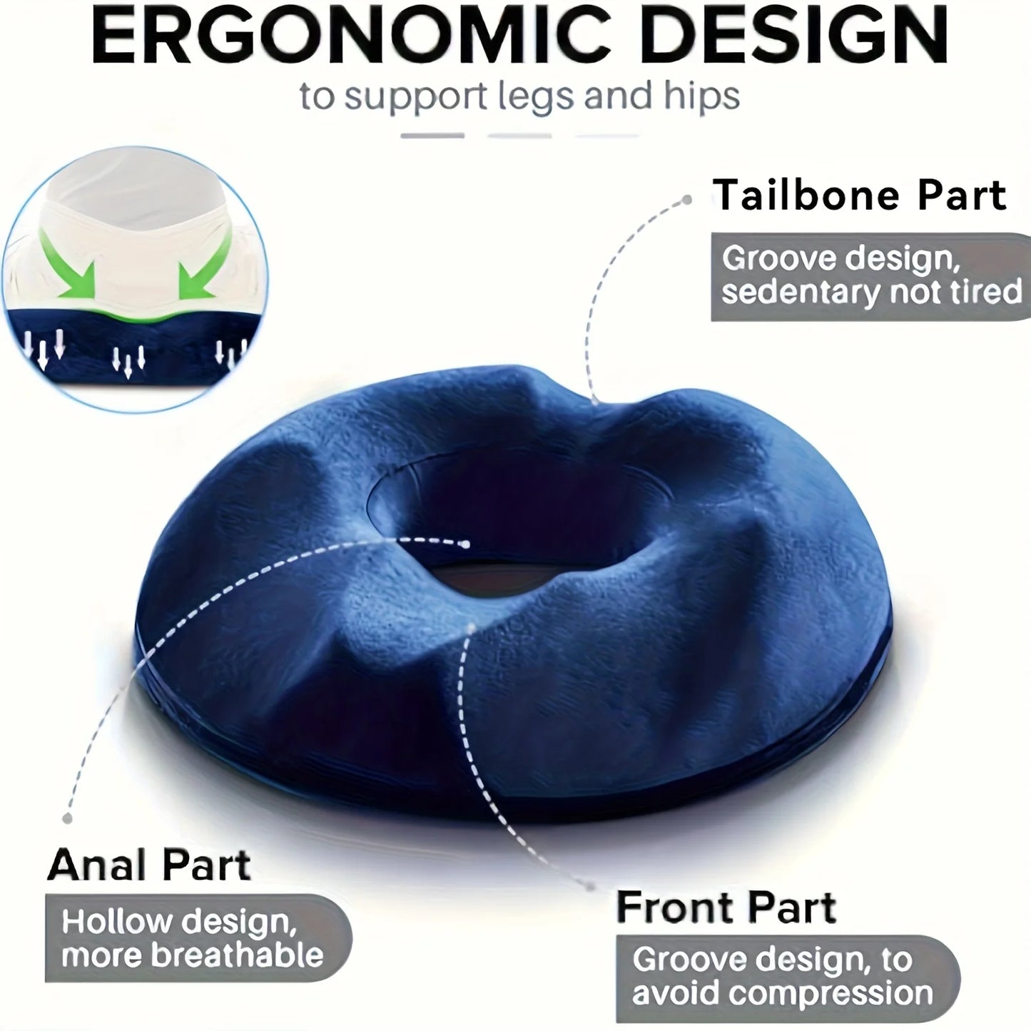 Memory Foam Donut Pillow Coccyx Seat Cushion for Pregnant Tailbone