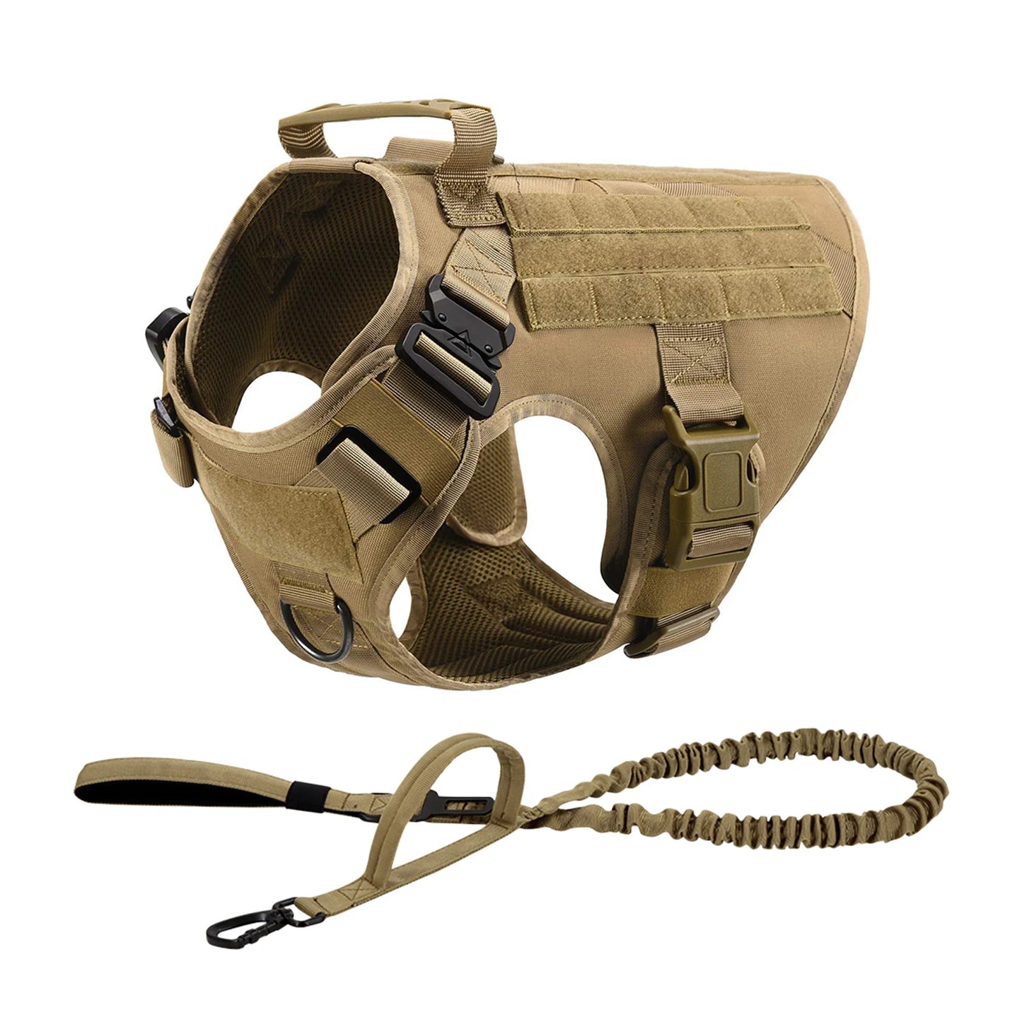 PETRAVELCN Tactical Dog Harness Molle Pouches Leash Vest Training